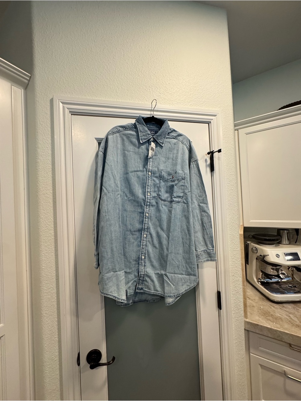 Women's Oversized Ralph Lauren Light Blue Denim Button-Down Shirt